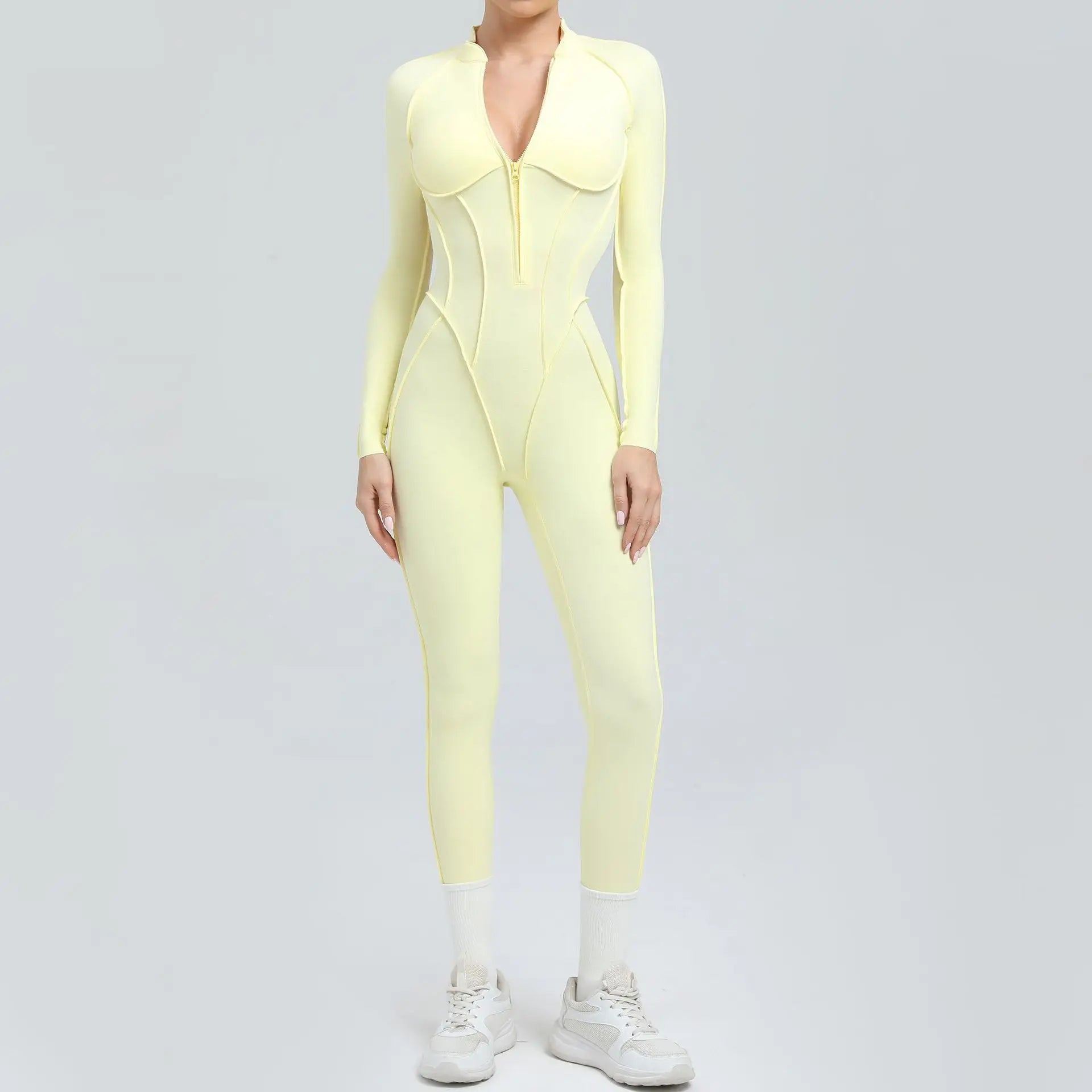Long-Leg Zipper Yoga Jumpsuit
