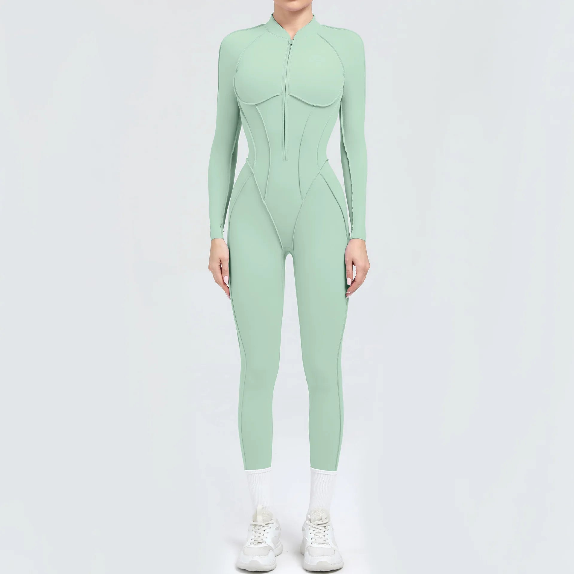 Long-Leg Zipper Yoga Jumpsuit