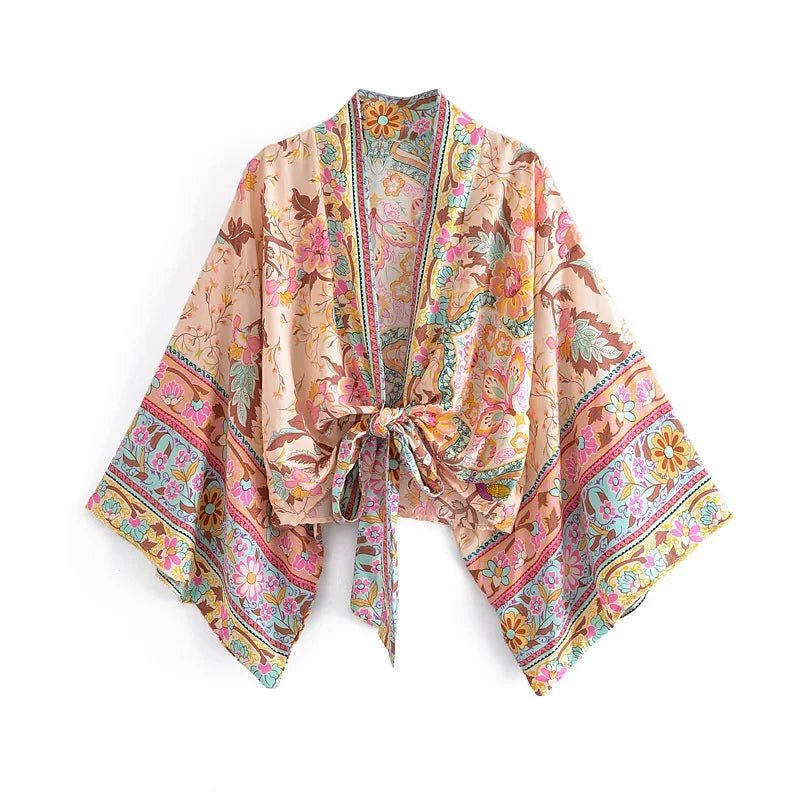 Vintage Floral Short Kimono