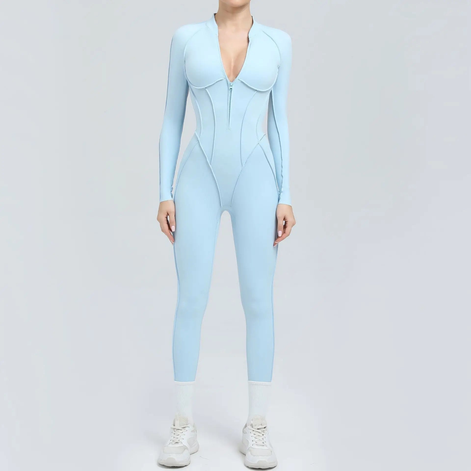 Long-Leg Zipper Yoga Jumpsuit