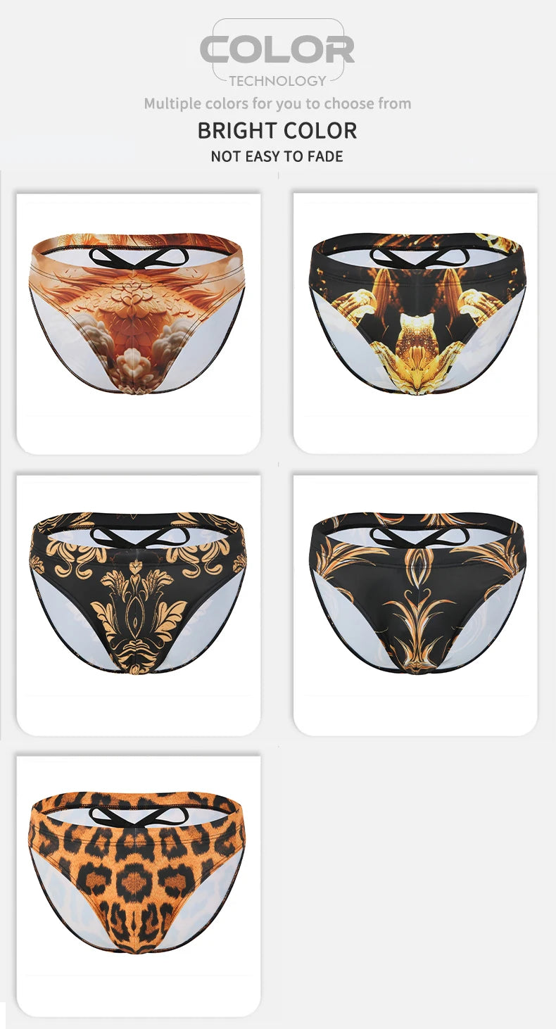 Fashion Printed Beach Briefs Men's Swimwear