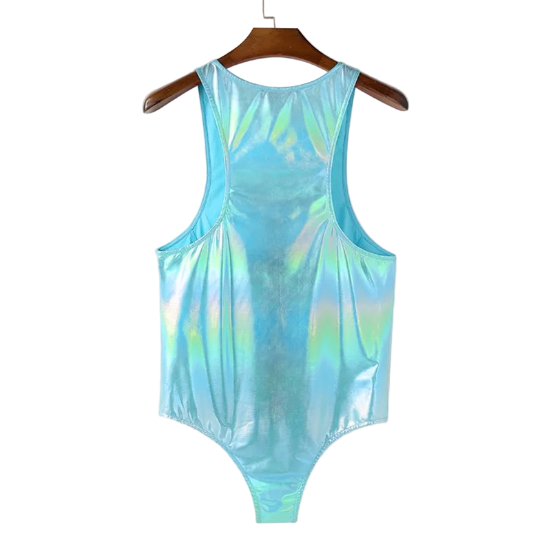INCERUN Men's Shiny Bodysuit Jumpsuit