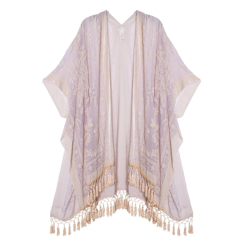 Tassel Plush Beach Kimono