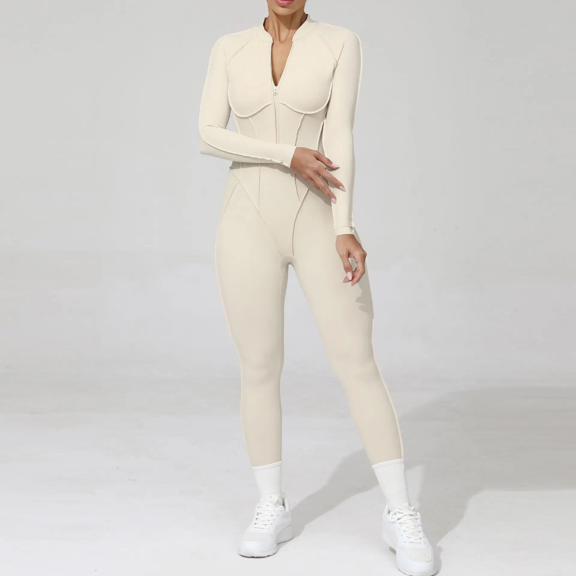 Long-Leg Zipper Yoga Jumpsuit