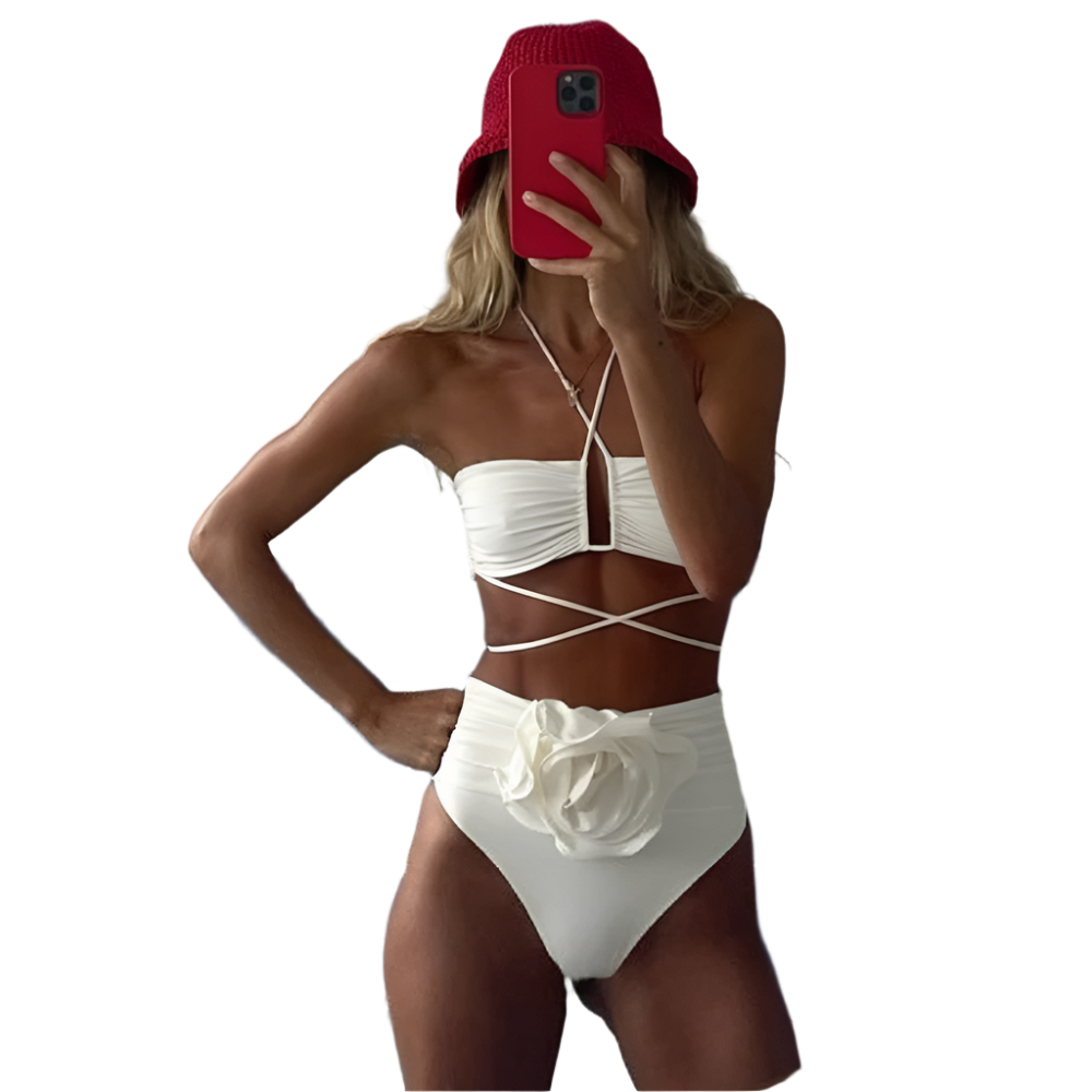 Floral Lace-Up Push-Up Bikini