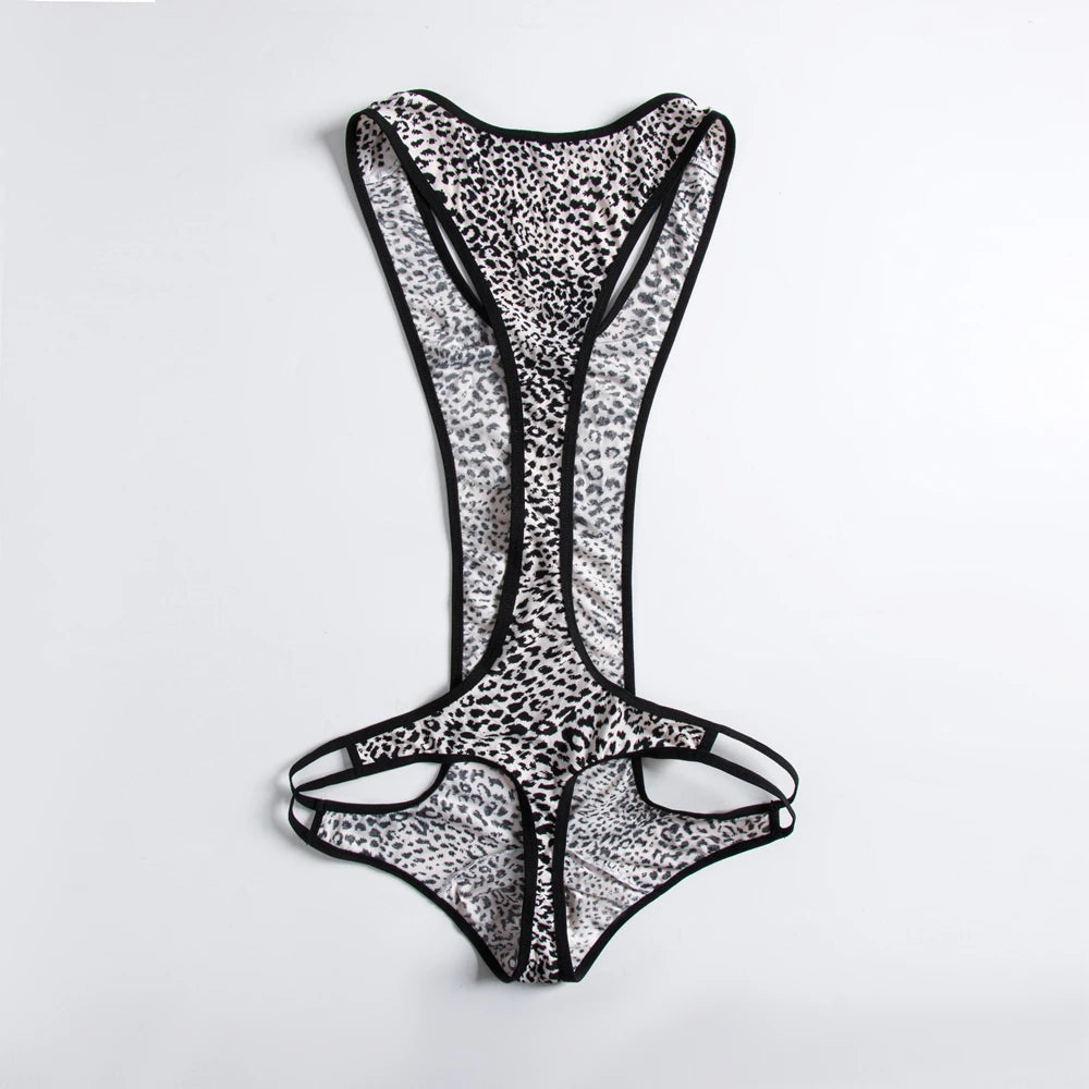 Sexy Leopard Men's T-Back Bodysuit