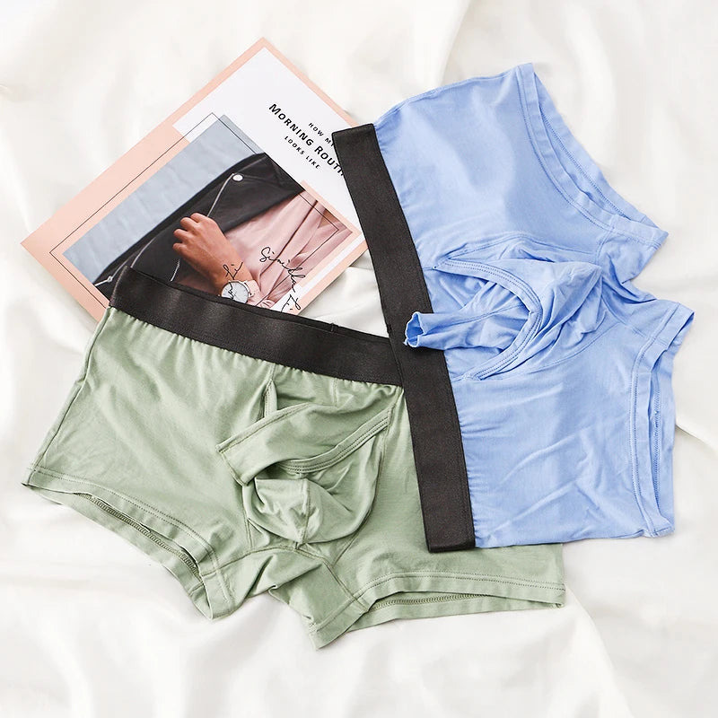 Men's Bamboo Fiber Long Boxer Briefs with Elephant Pouch