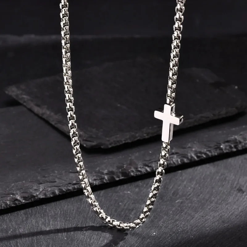 Men's Sideways Cross Necklace