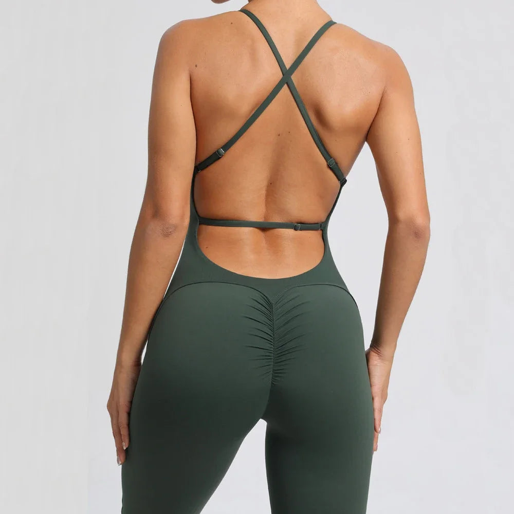 Backless Cross Bodycon Jumpsuit