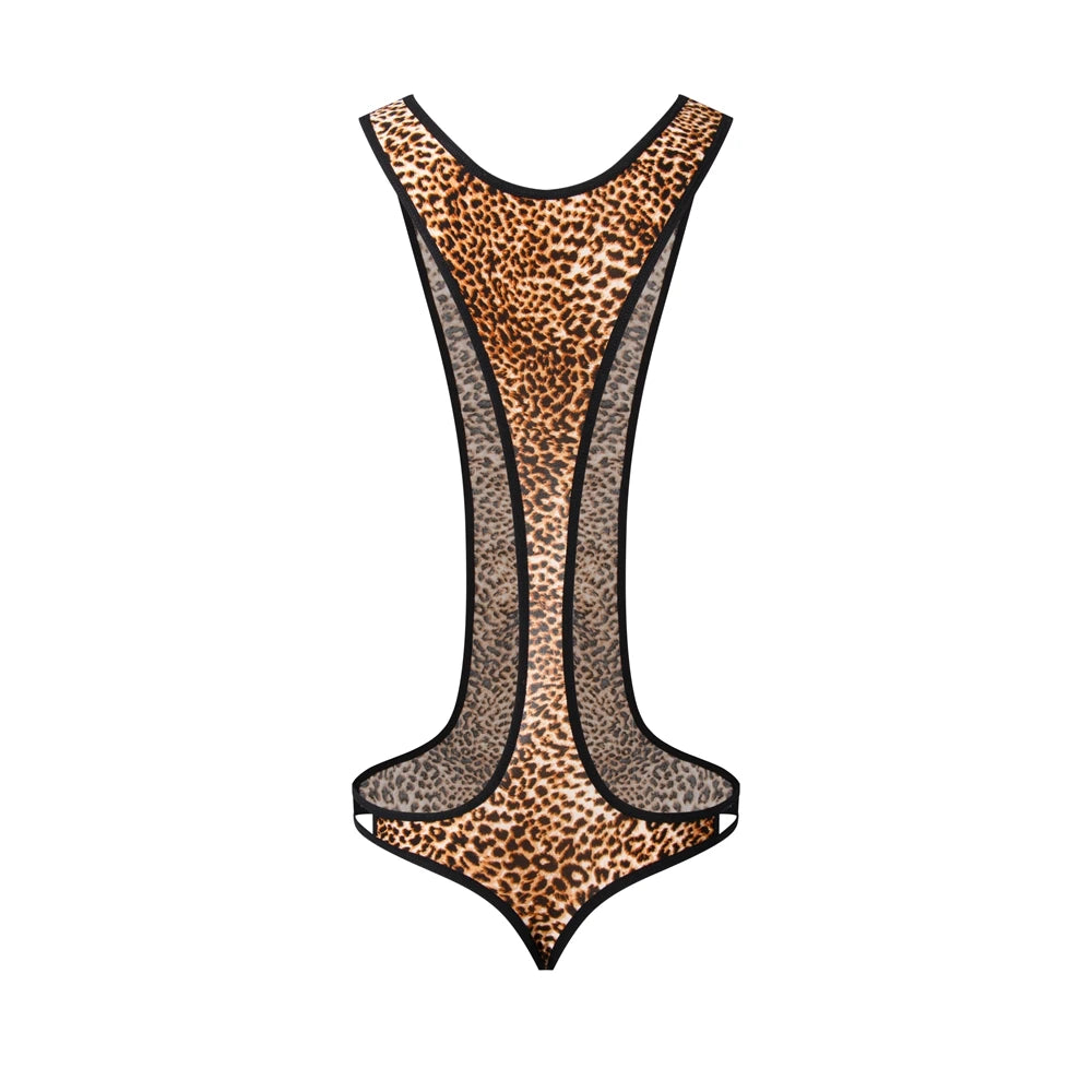 Sexy Leopard Men's T-Back Bodysuit