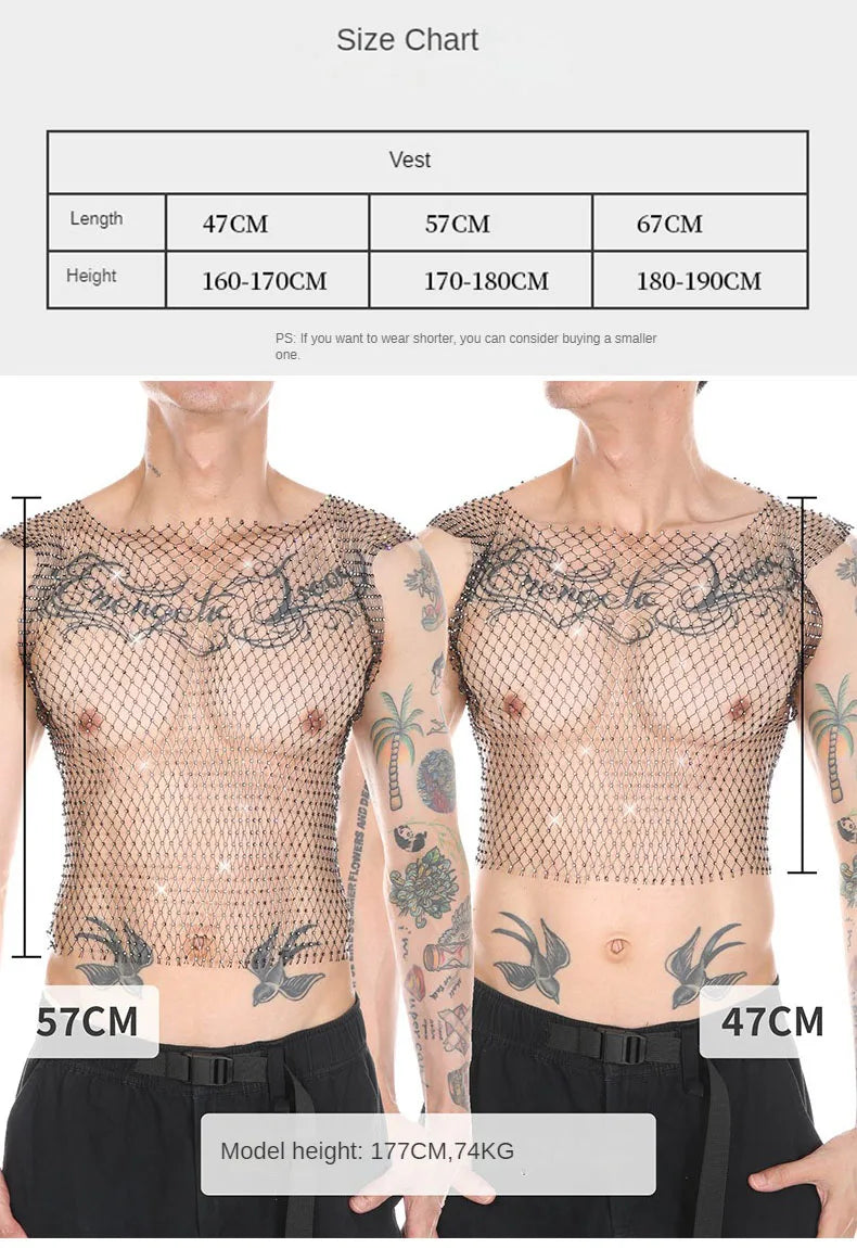 MEN See-Through Fishnet Vest