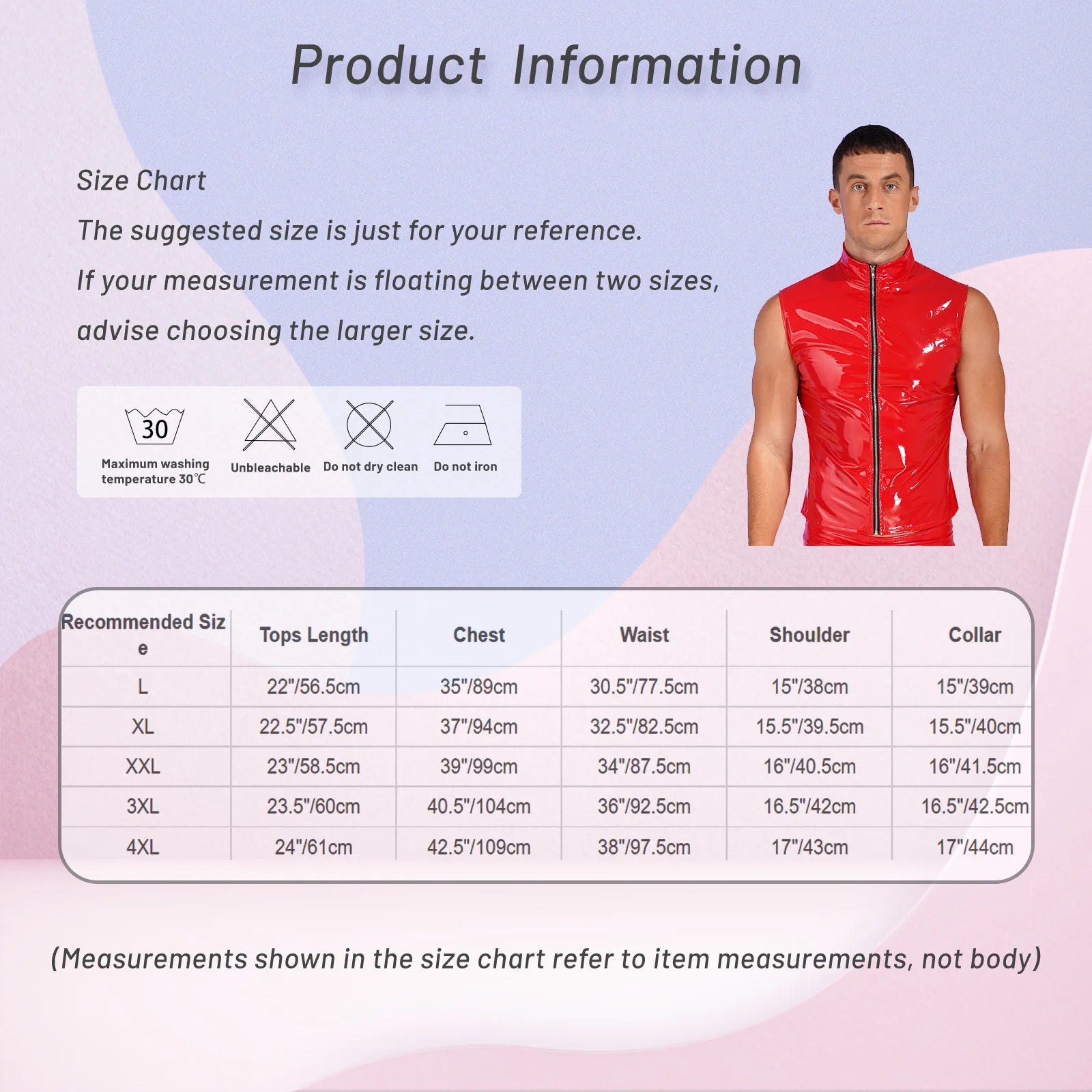 Men's Glossy Patent Leather Vest Top