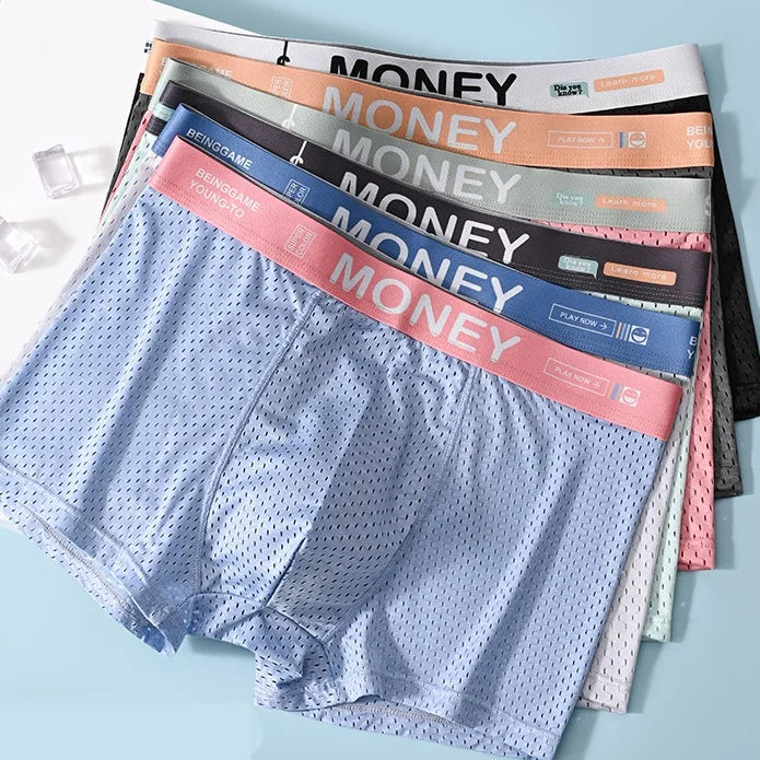 2/3/4/6 PCS Men's Panties Plus Size Thin Shorts Sports Boxer Breathable Panties Ice Silk Underpants Gift Luxury Underwears