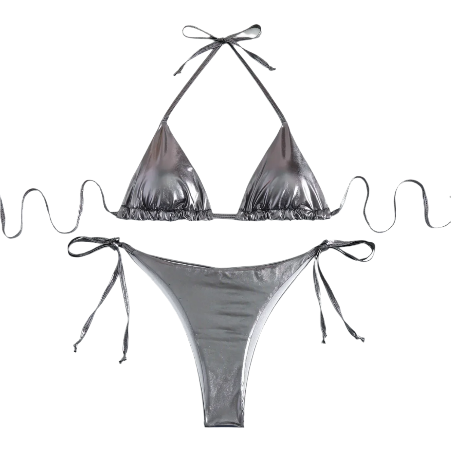 Shimmer Lace-Up Triangle Bikini