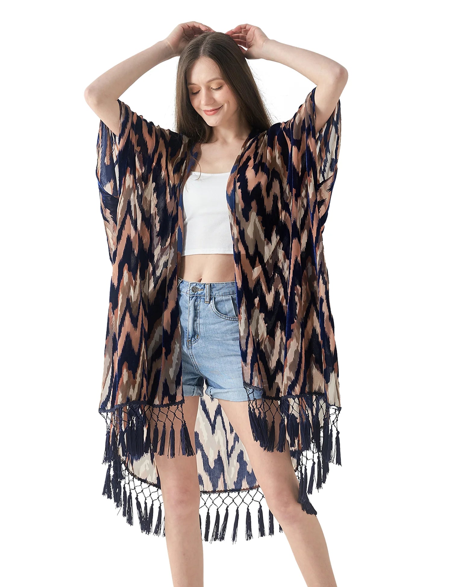 Tassel Plush Beach Kimono