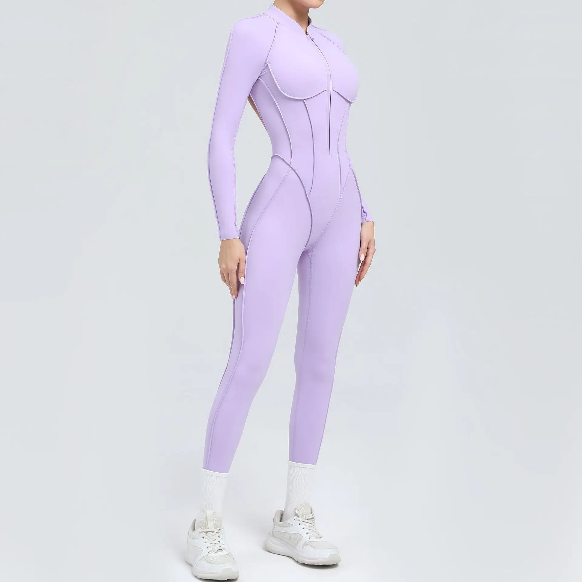 Long-Leg Zipper Yoga Jumpsuit