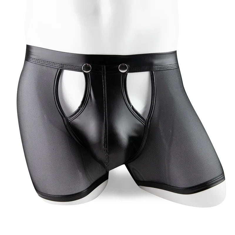 Sexy Men's Faux Leather Boxers
