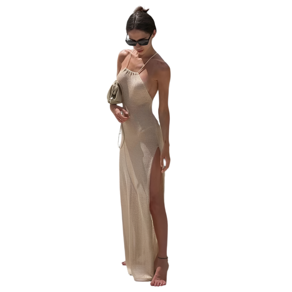 Sheer Halter Knit Maxi