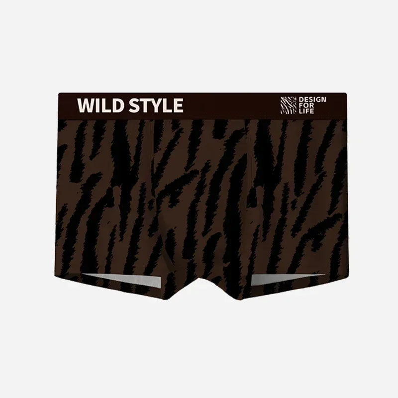MAIMENG Men's Ice Silk Underwear leopard Underpants Summer Cool Breathable BoxerShorts Leopard Pattern Men's Underwear Sport