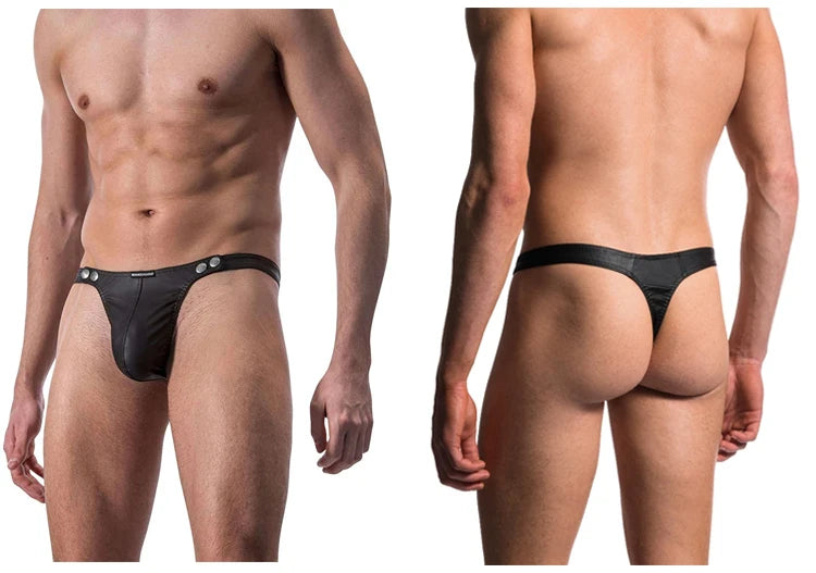 Sexy PU Leather T-Back Thong
