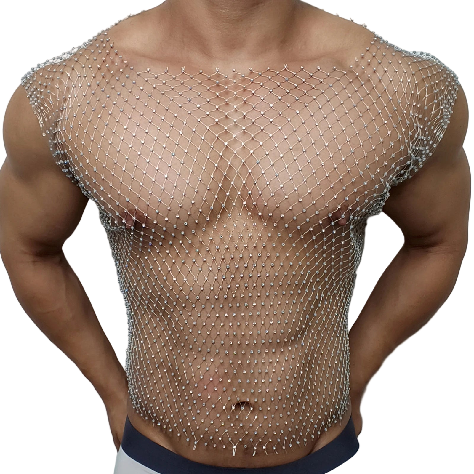 MEN See-Through Fishnet Vest