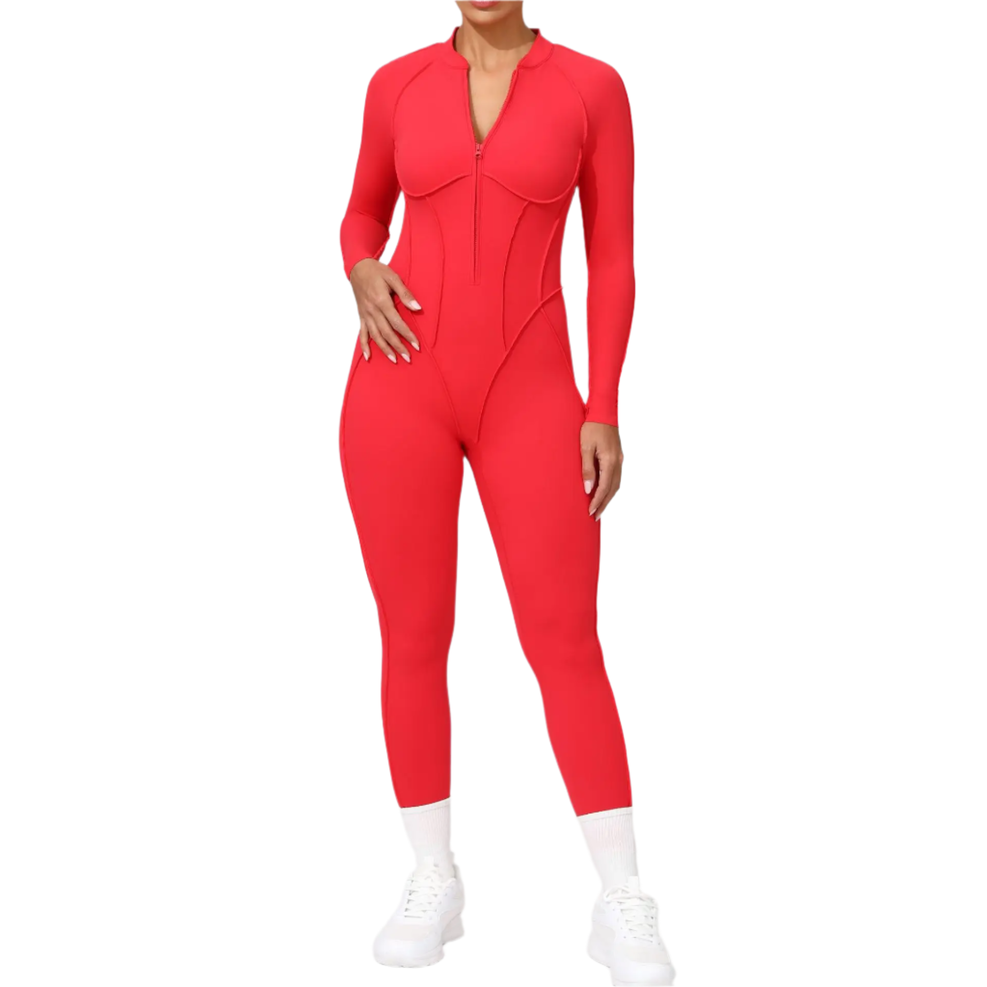 Long-Leg Zipper Yoga Jumpsuit