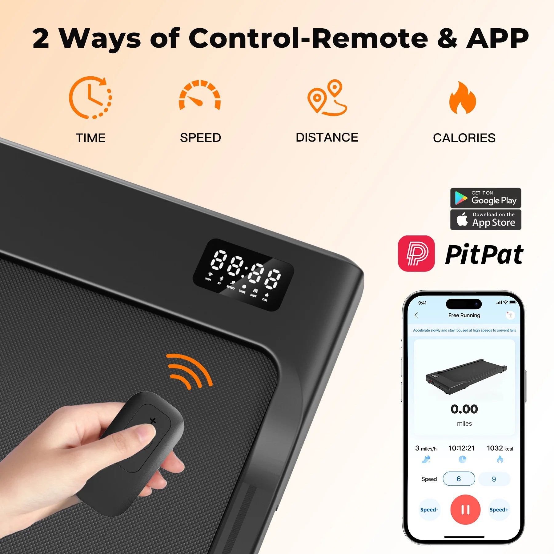 2 in 1 Portable Treadmill with Remote Control LED Display