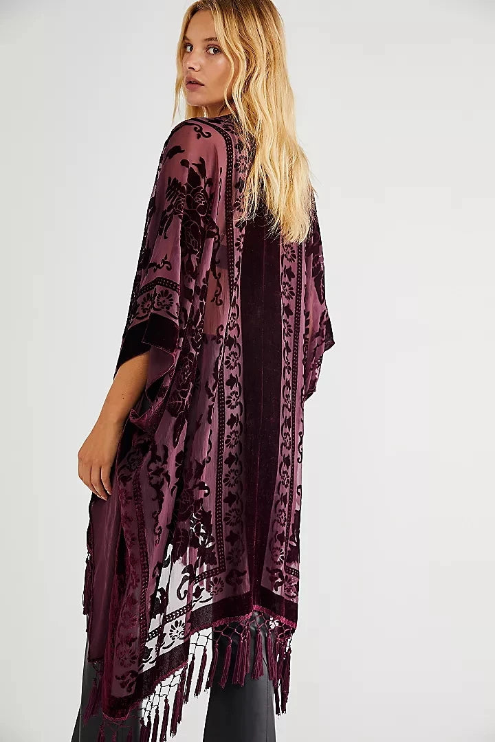 Tassel Plush Beach Kimono