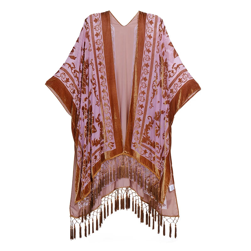 Tassel Plush Beach Kimono