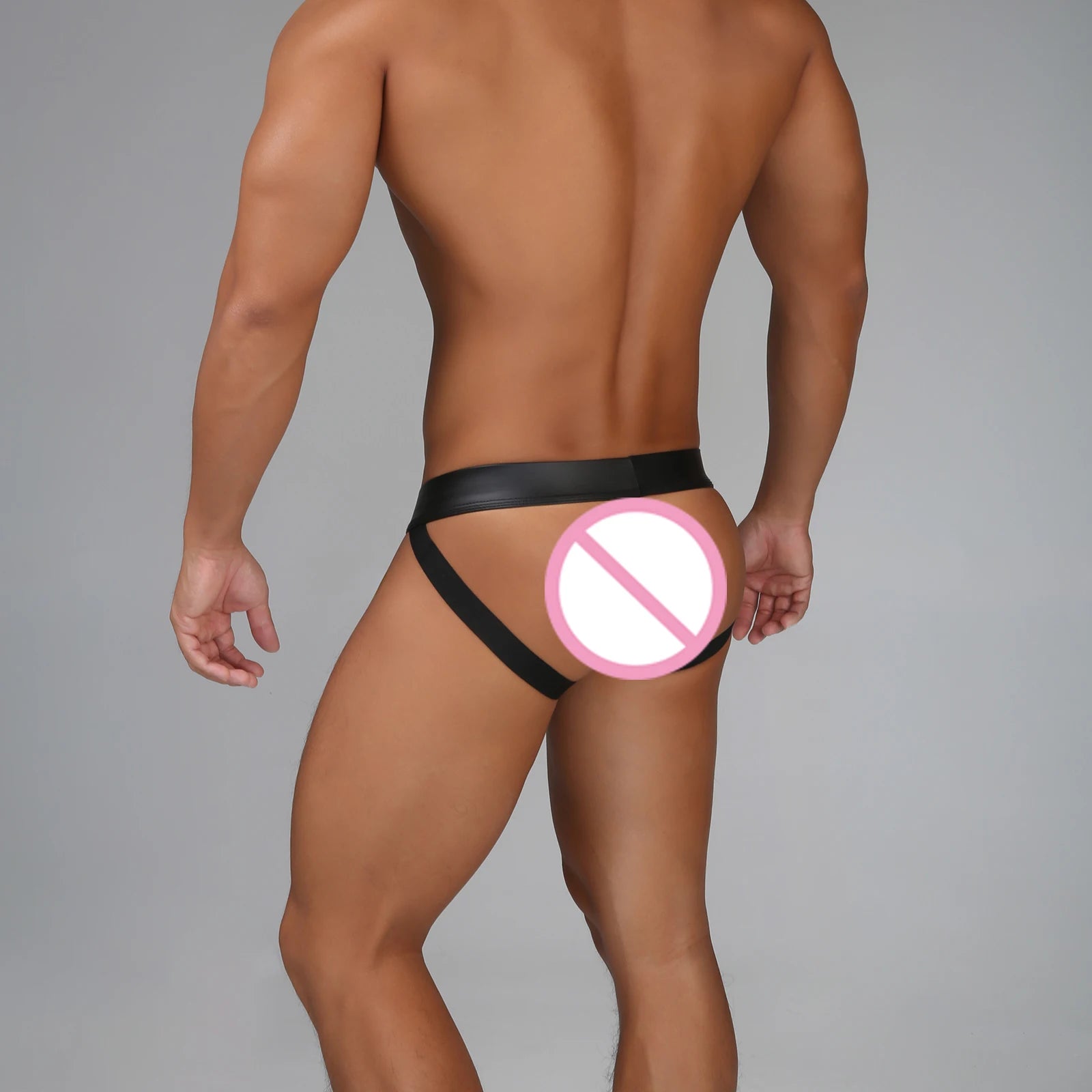 Sexy Faux Leather Bulge Jockstrap