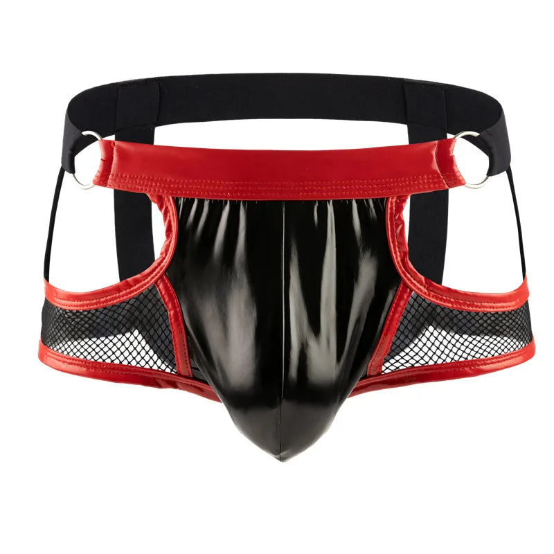 Mesh Faux Leather Jockstrap