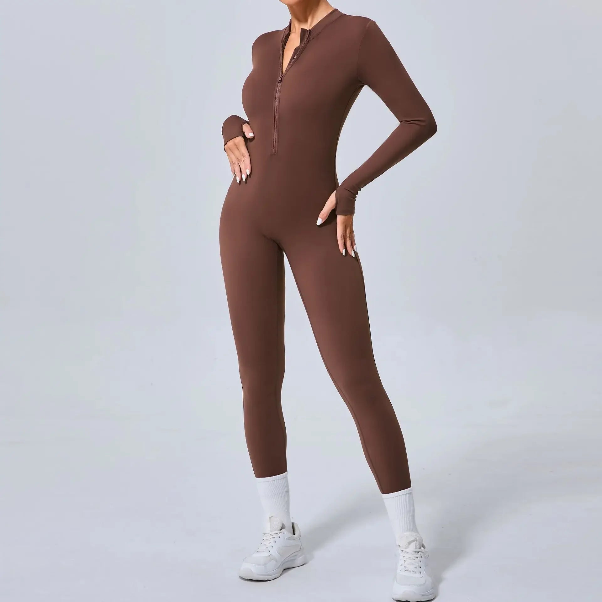 Seamless Zippered Hip-Lift Jumpsuit