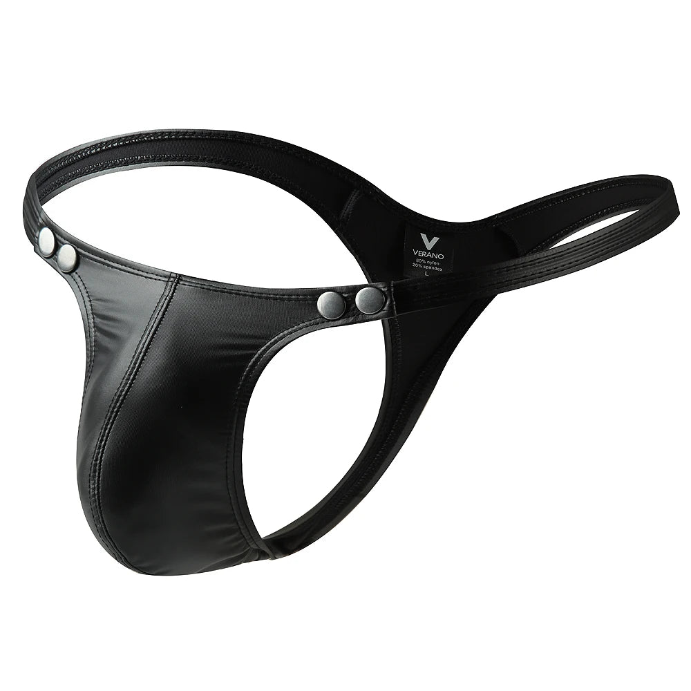 Sexy PU Leather T-Back Thong