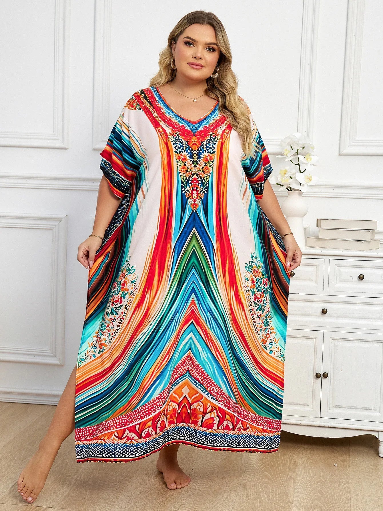 Flowing Plus-Size Kaftan
