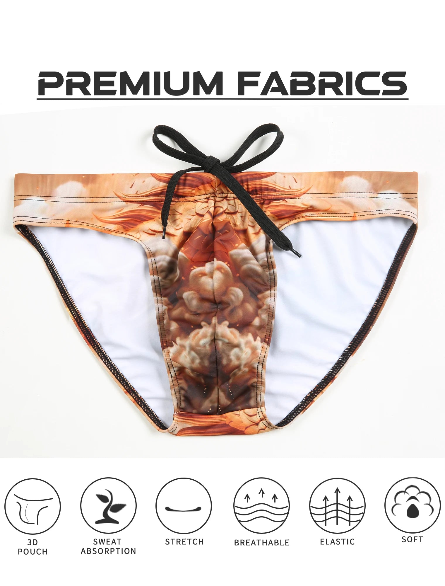 Fashion Printed Beach Briefs Men's Swimwear