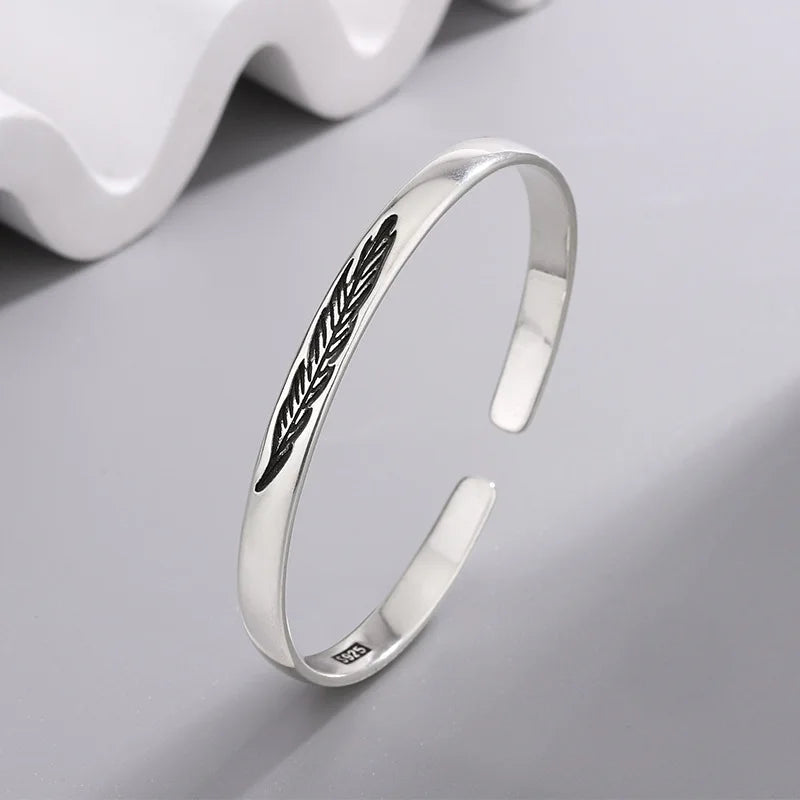 925 Sterling Feather Flower Bracelet