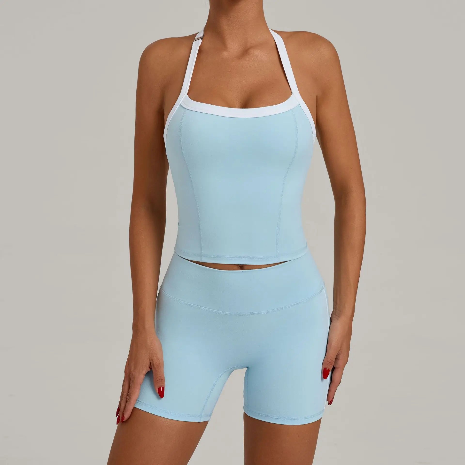 Patchwork Backless Shorts Set