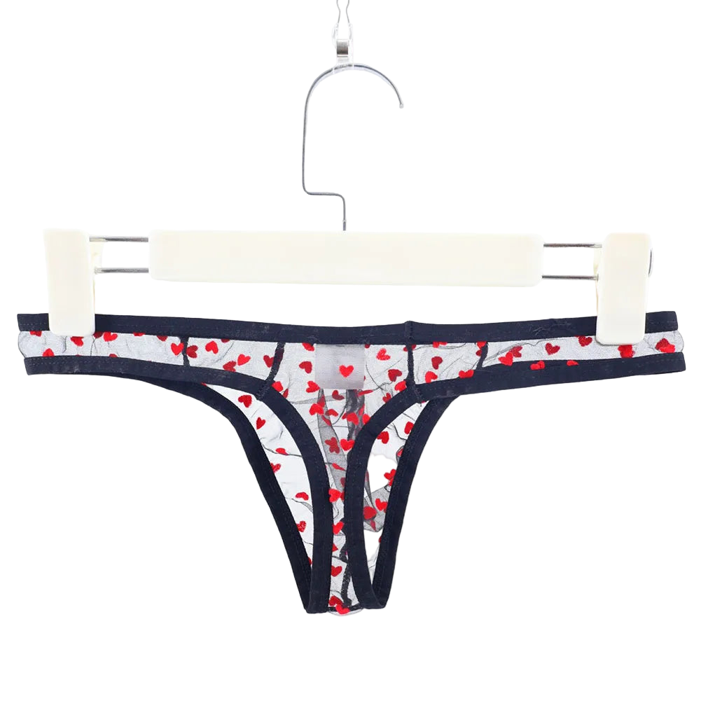 Men's Breathable Heart Printed Thongs Underwear