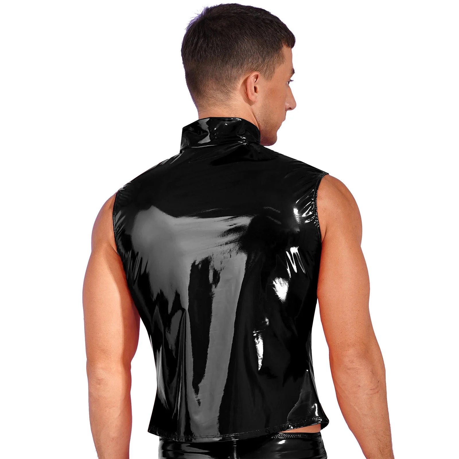 Men's Glossy Patent Leather Vest Top