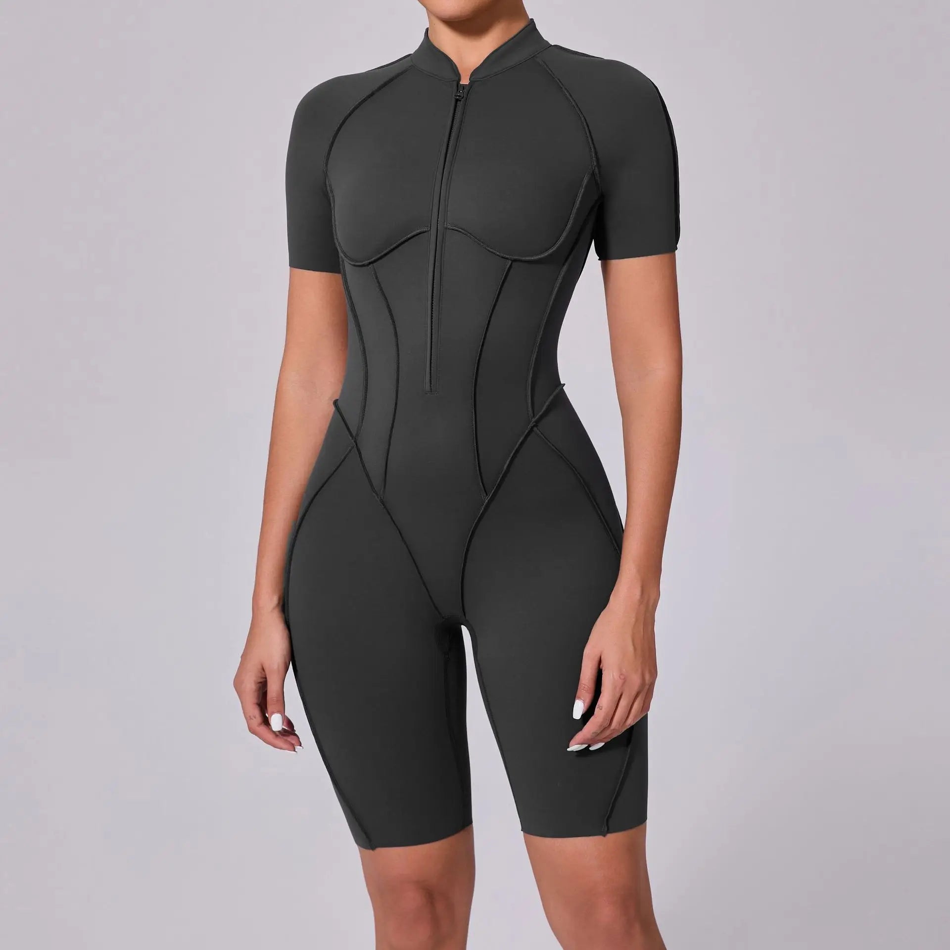 Zipper Backless Yoga Jumpsuit