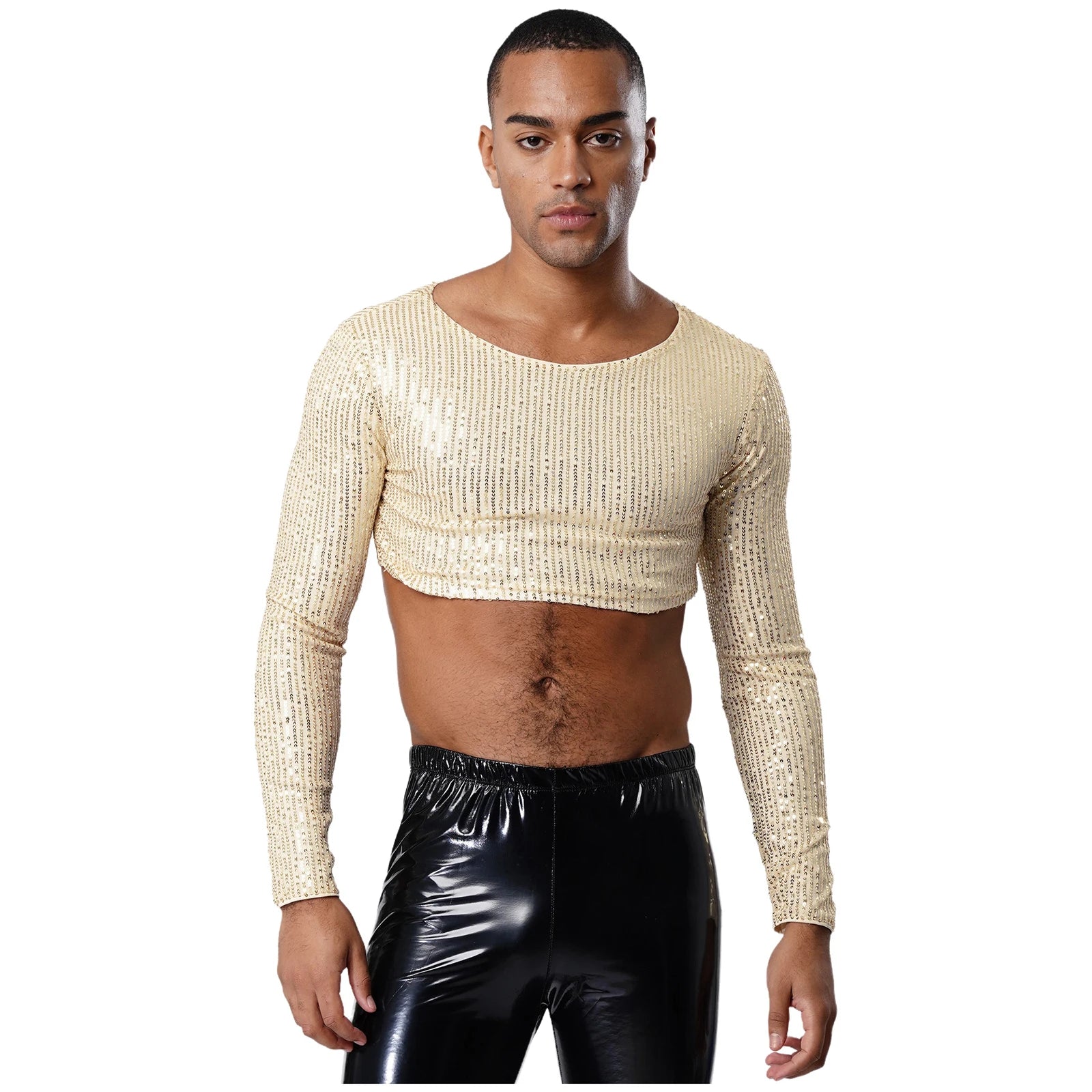 Men's Glitter Sequin Crop Top