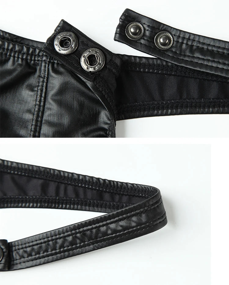 Sexy PU Leather T-Back Thong