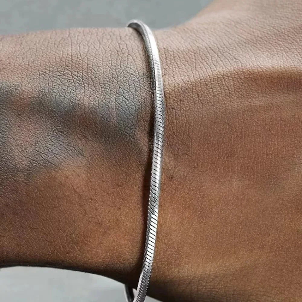 Sleek 3mm Sterling Snake Bracelet