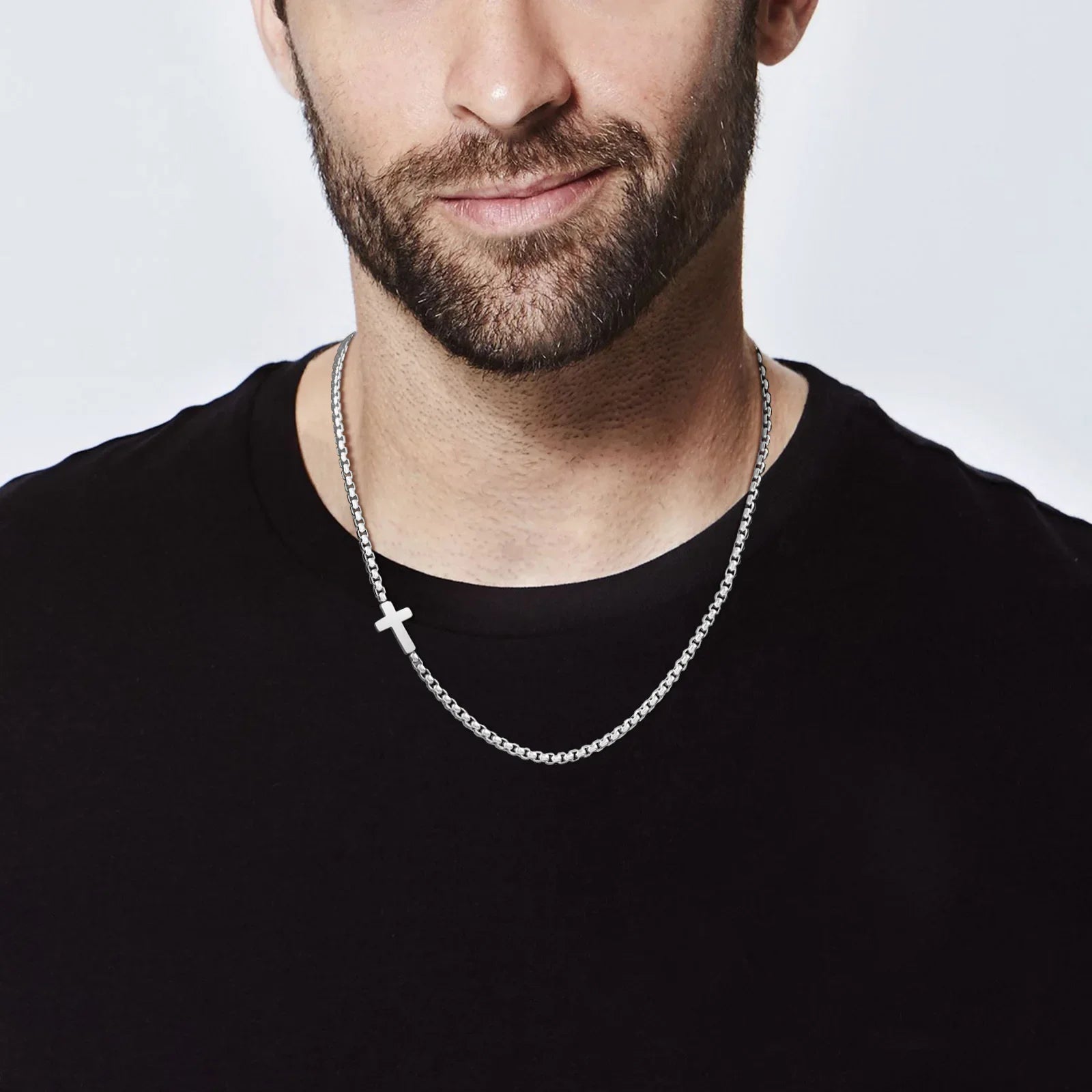 Men's Sideways Cross Necklace
