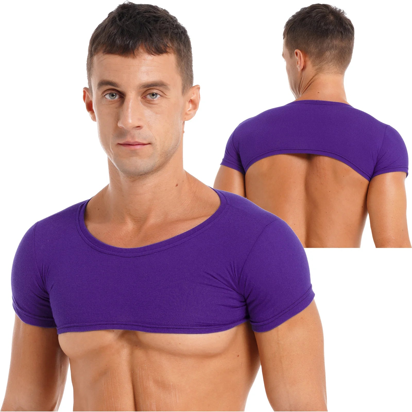 Men's Crop Top Muscle Tee Gym Workout Clubwear Party Outfit