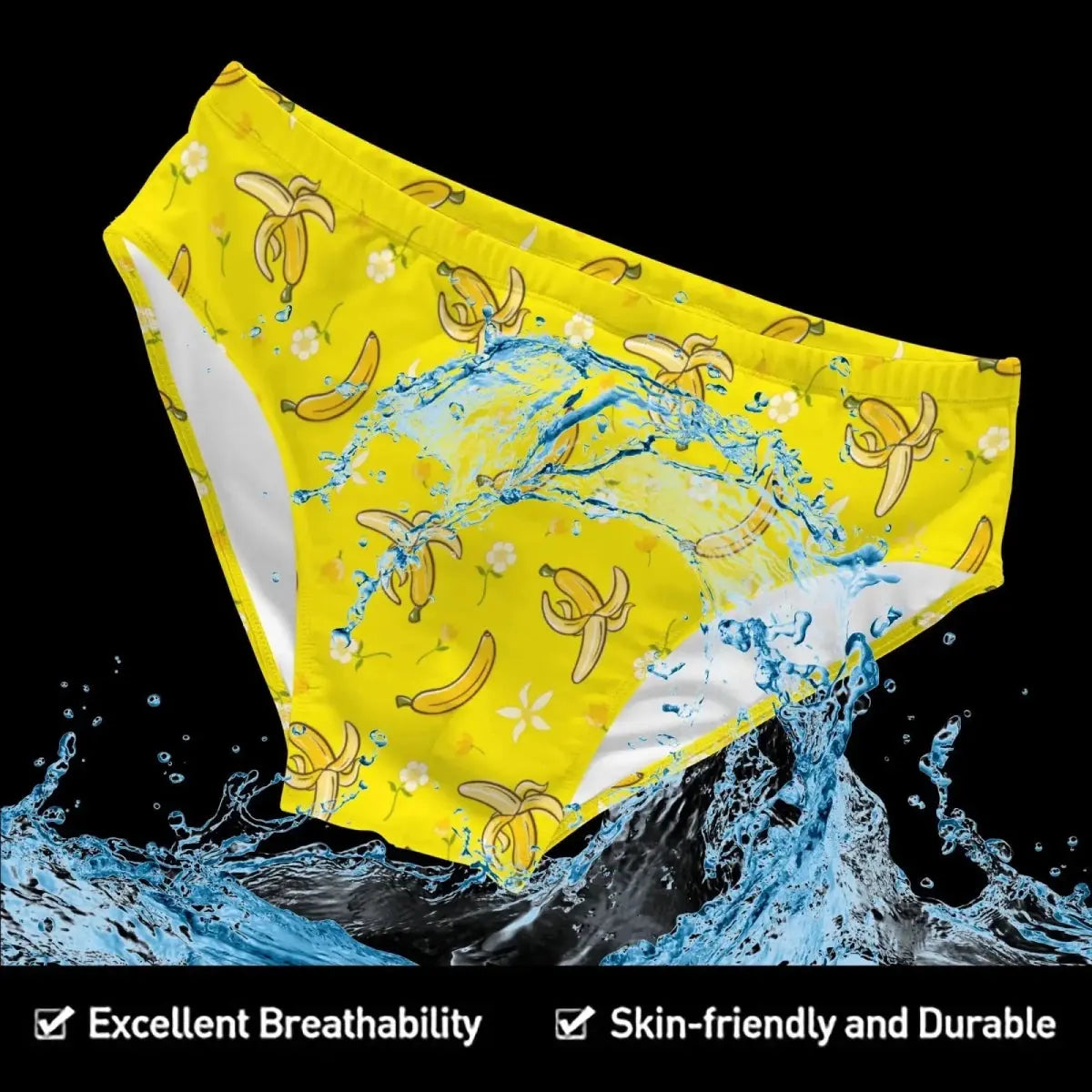 Banana Print Bikini Swim Briefs - WOWihte