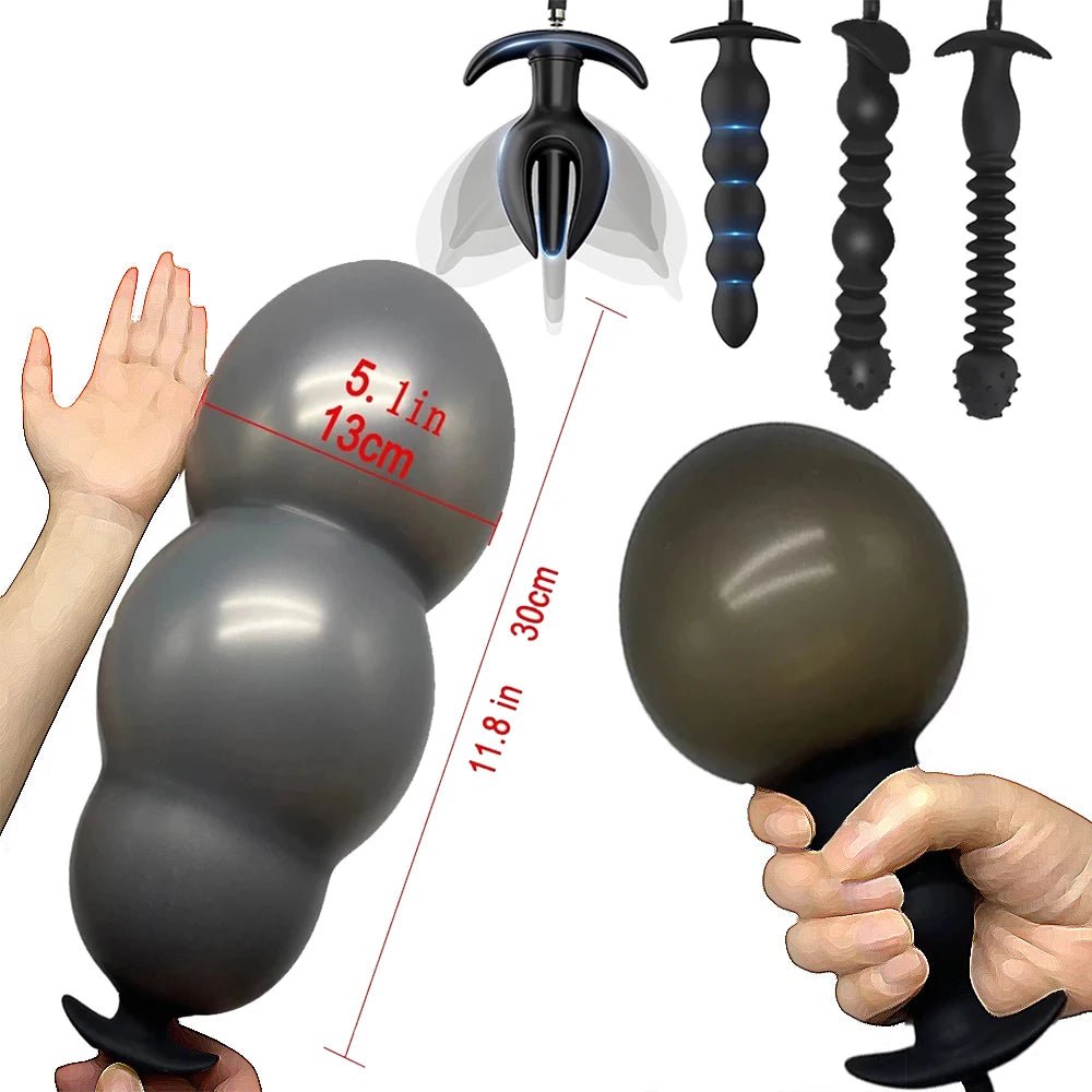 BDSM Inflatable Anal Plug Huge Dildo Pump Expansion Diameter 13cm Expandable Big Butt Plug Prostate Massage Ass Dilator Sex Toys - WOWihte