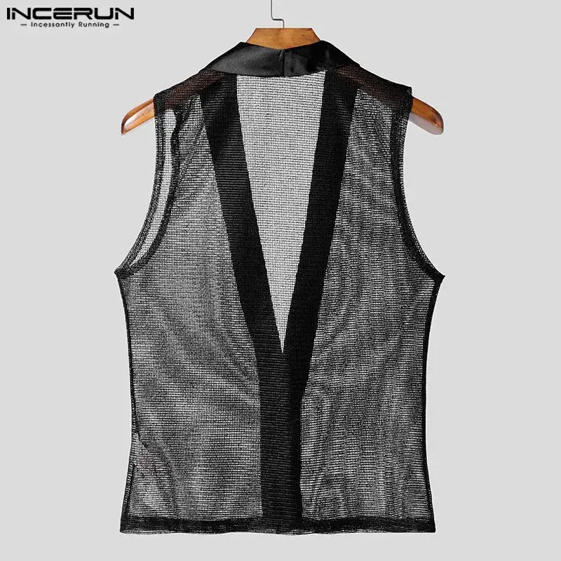 Black Mesh Streetwear Tank Top - WOWihte