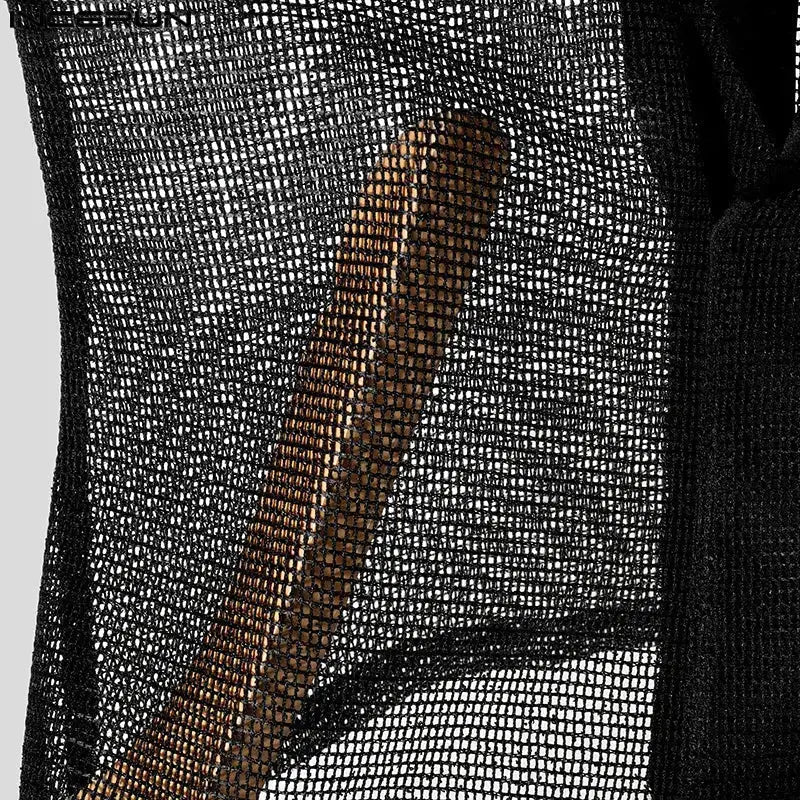 Black Mesh Streetwear Tank Top - WOWihte