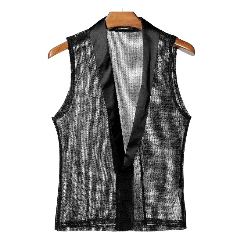 Black Mesh Streetwear Tank Top - WOWihte